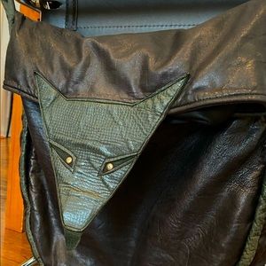 Vintage 1980’s Kerman/Lachapelle designer embossed leather shoulder bag.